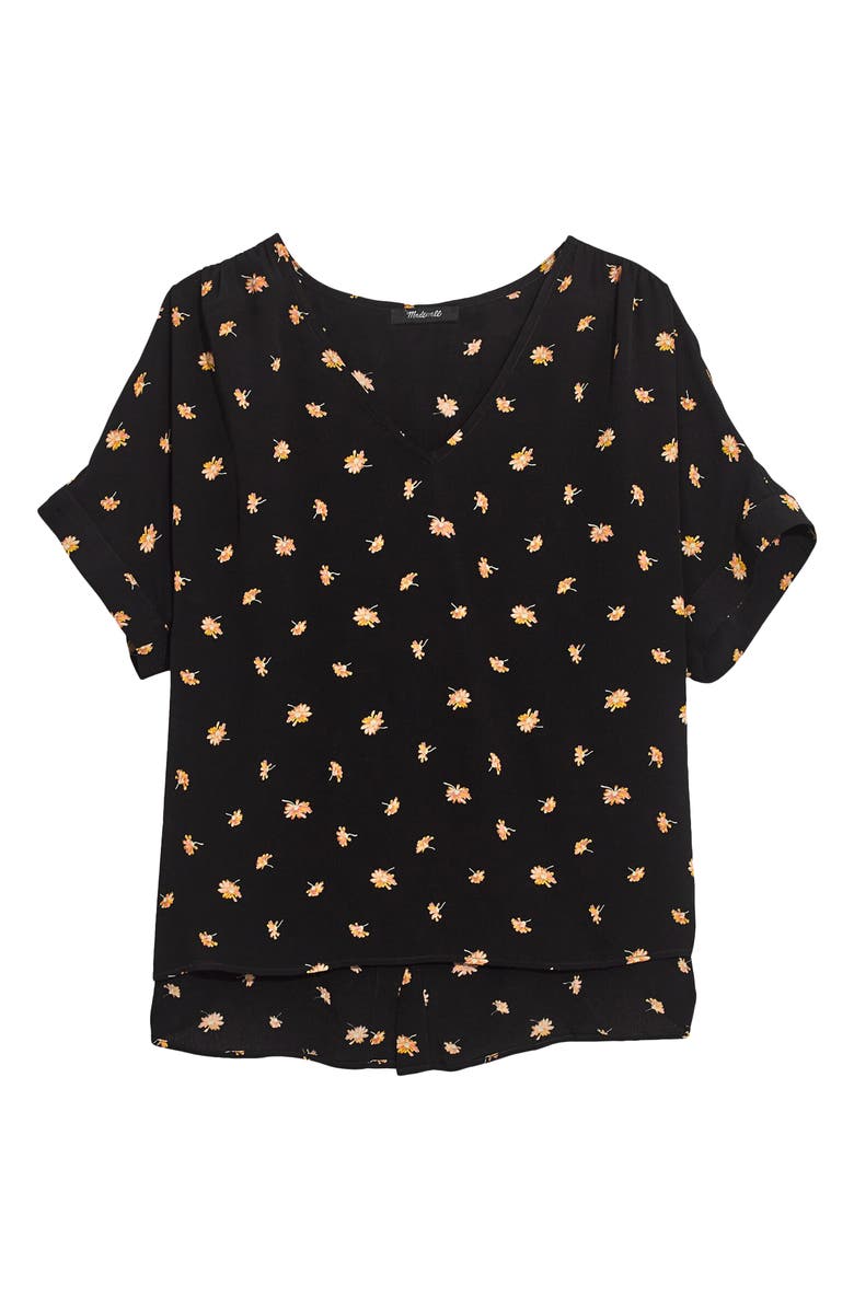Madewell French Daisies Drapey V-Neck Button Back Top, Alternate, color, 