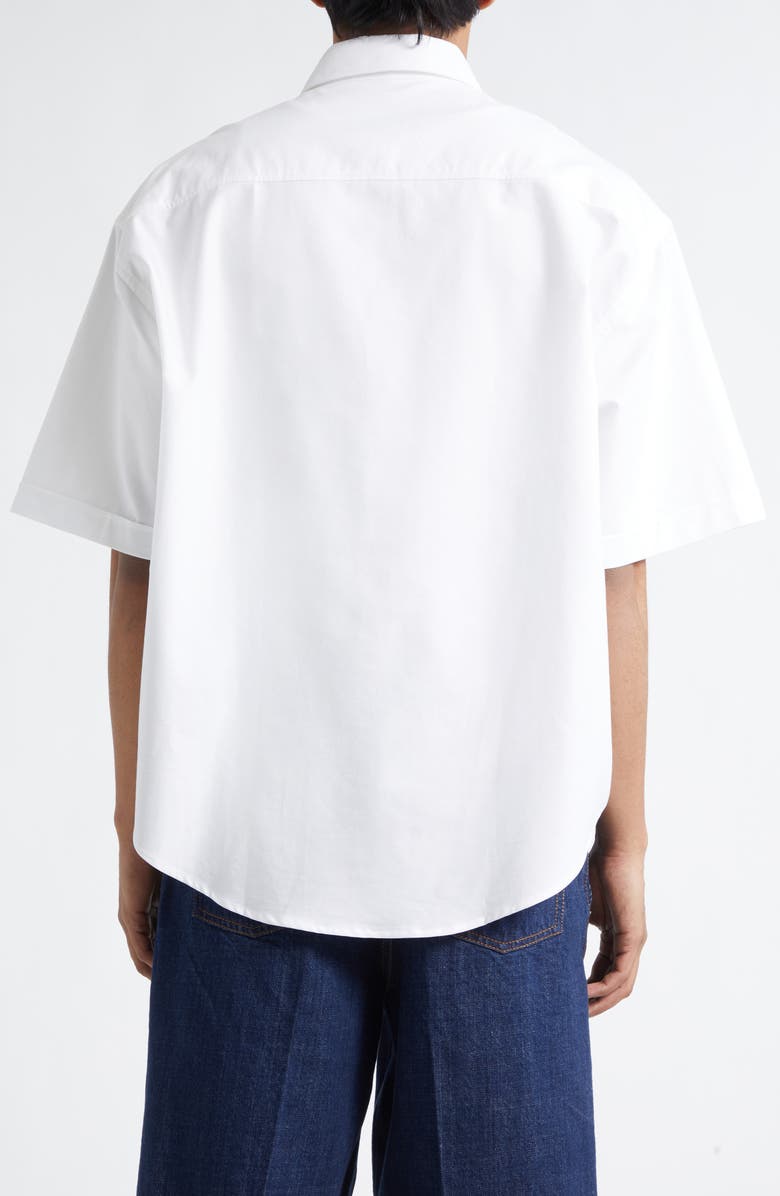 AMI PARIS Ami de Coeur Embroidered Boxy Cotton Poplin Button-Up Shirt, Alternate, color, Blanc Naturel