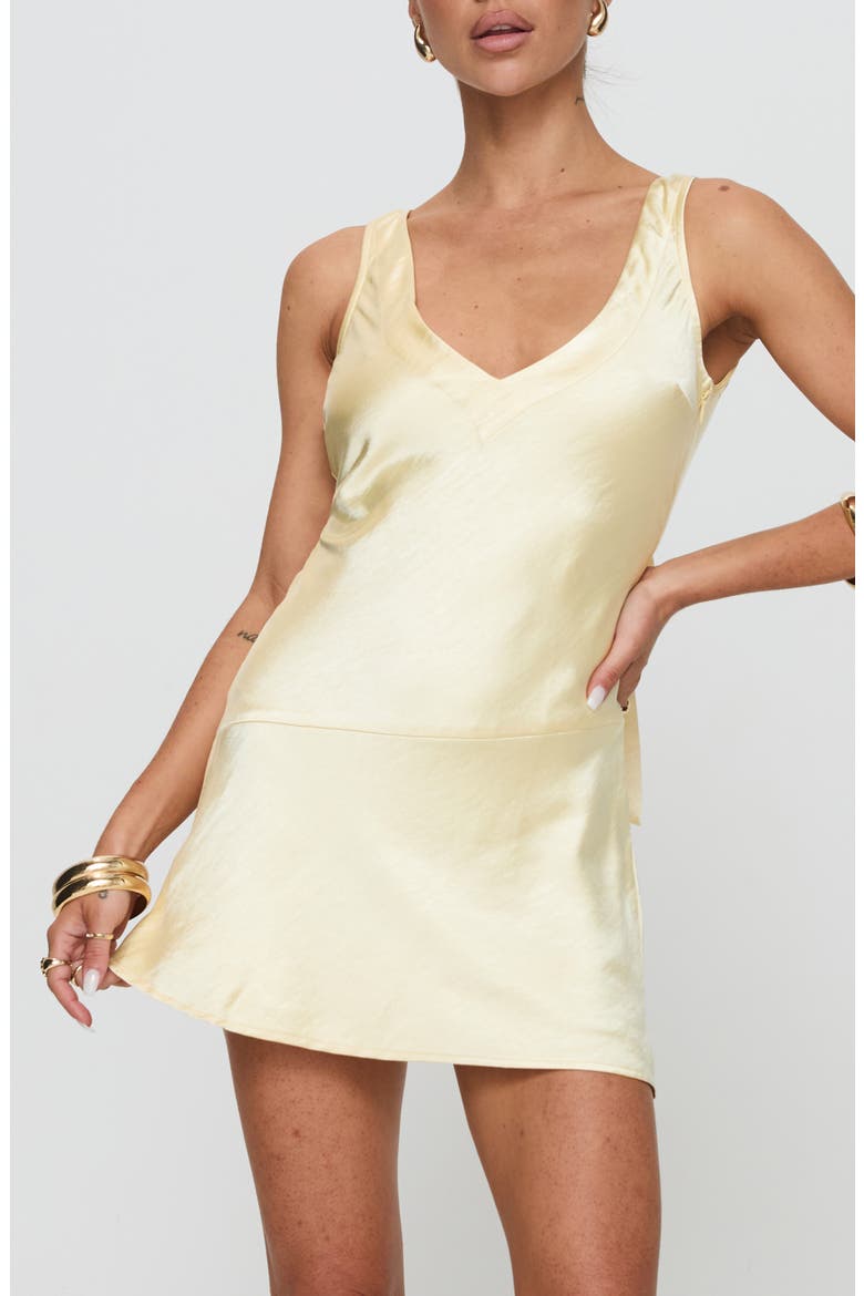 Kingslie Open Back Satin Minidress, Alternate, color, YELLOW