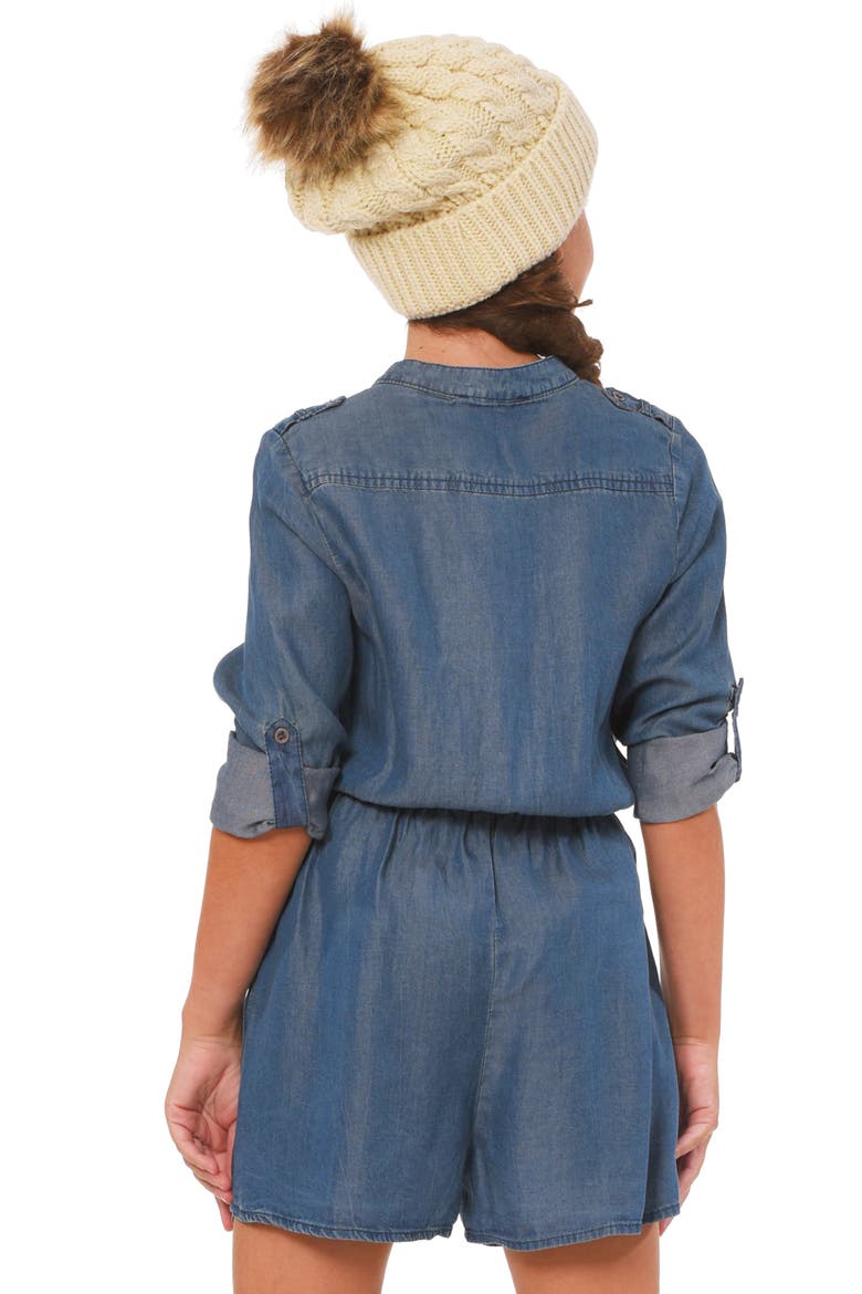 Kids' Soft Denim Romper, Alternate, color, DENIM