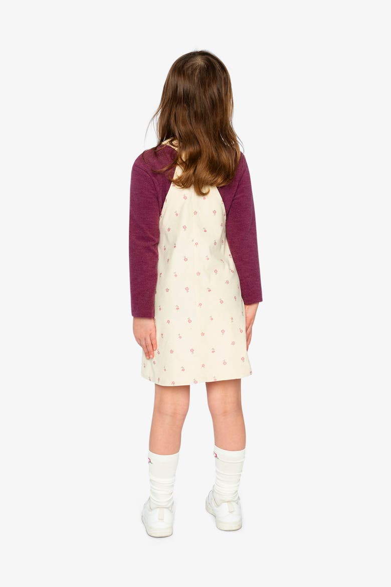 Corduroy Adjustable Strap Overall Dress, Alternate, color, Beige Floral Print