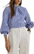 Lauren Ralph Lauren '70s Stripe Cotton Broadcloth Crop Popover Shirt