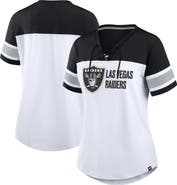 FANATICS Women's Fanatics White/Black Las Vegas Raiders Athena Lace-Up V-Neck T-Shirt