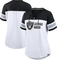 FANATICS Women's Fanatics White/Black Las Vegas Raiders Athena Lace-Up V-Neck T-Shirt