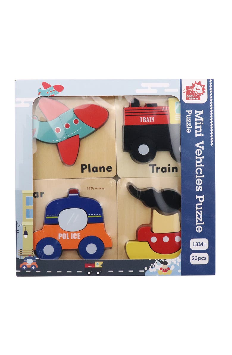 Leo & Friends Wooden Vehicle Puzzle Kit, Main, color, Red