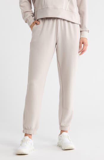 Yogalicious Elite Piped Scuba Knit Joggers In Neutral