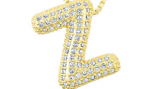 Adornia 14k Gold Plated Pave Bubble Letter In Gold-z