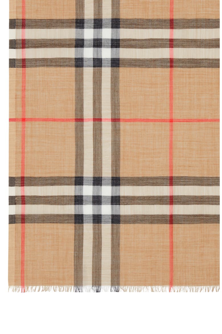 Giant Check Print Wool & Silk Scarf, Alternate, color, ARCHIVE BEIGE