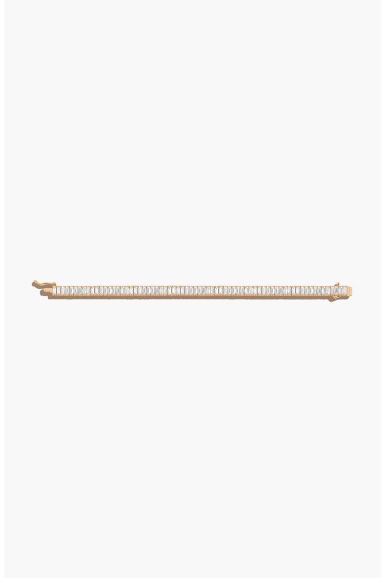 Lab Grown White Sapphire Baguette Tennis Bracelet - 12ct, Alternate, color, Yellow Gold Vermeil