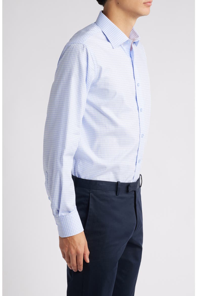 Trim Fit Textured Check Cotton Dress Shirt, Alternate, color, LIGHT BLUE