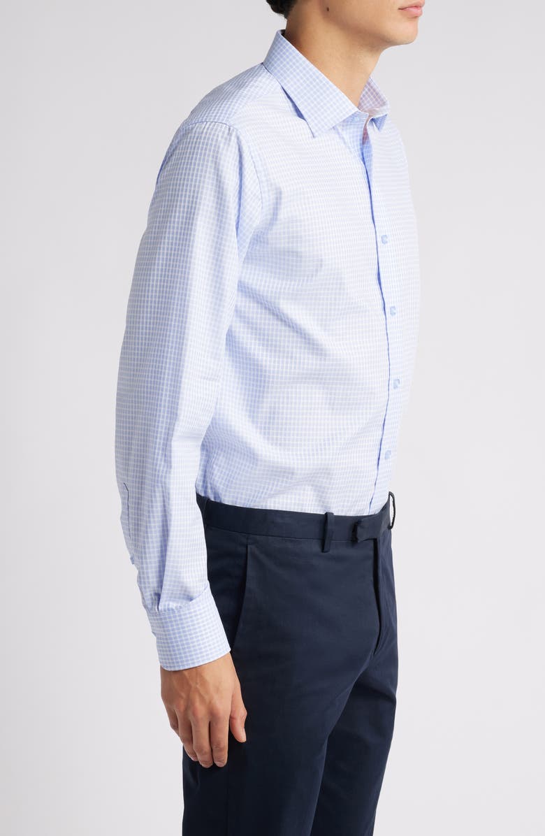 Lorenzo Uomo Trim Fit Textured Check Cotton Dress Shirt, Alternate, color, Light Blue