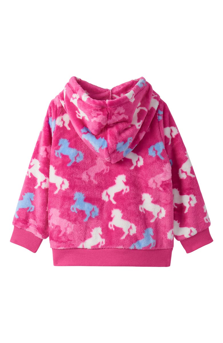 Hatley Kids' Beautiful Horses Faux Fur Hoodie, Alternate, color, Raspberry Rose