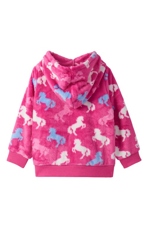 Hatley Kids' Beautiful Horses Faux Fur Hoodie In Pink