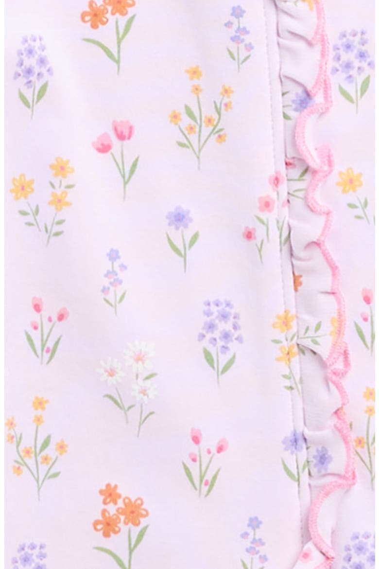 Floral Print Pima Cotton Footie, Alternate, color, MULTI PINK