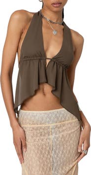 EDIKTED Freda Open Back Halter Top