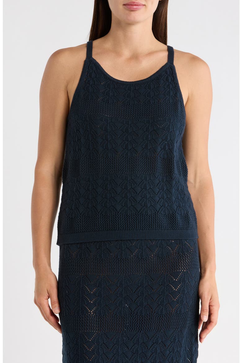 Crochet Sweater Tank, Main, color, NAVY BLUE