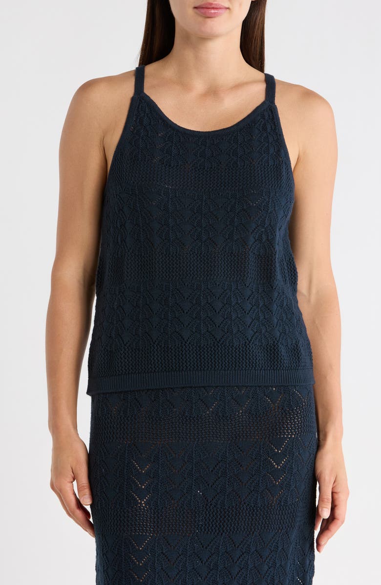 Splendid Crochet Sweater Tank, Main, color, Navy Blue
