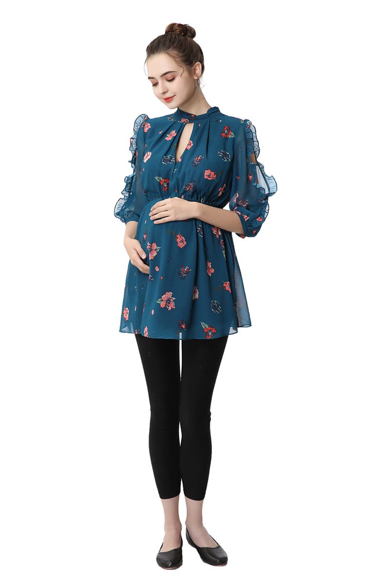 Kimi and Kai Reese Ruffle Maternity Babydoll Top, Alternate, color,