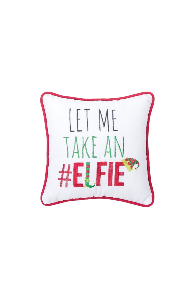 C&F Home #Elfie Embroidered Accent Pillow, 10" x 10", Main, color, Red