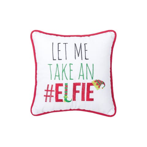 #Elfie Embroidered Accent Pillow, 10" x 10"
