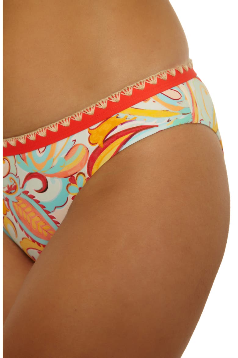 Phuket Embroidered Trim Hipster Bikini Bottoms, Alternate, color, ORANGE MULTI