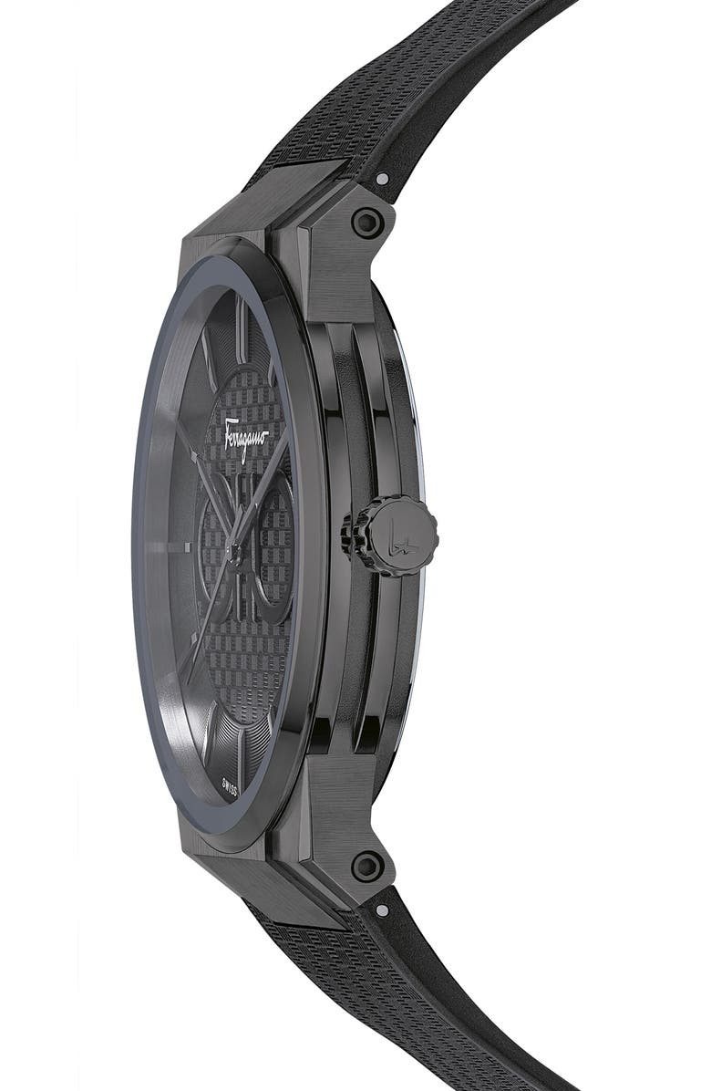 FERRAGAMO Sapphire Rubber Strap Watch, 41mm, Alternate, color,