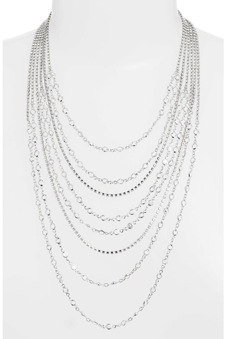 Crystal Multistrand Necklace, Alternate, color, CRYSTAL/ SILVER
