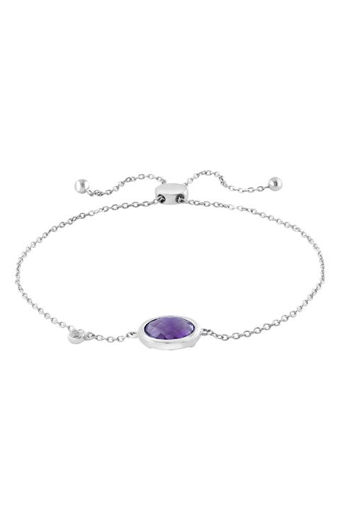 Purple Amethyst & White Topaz Slider Bracelet