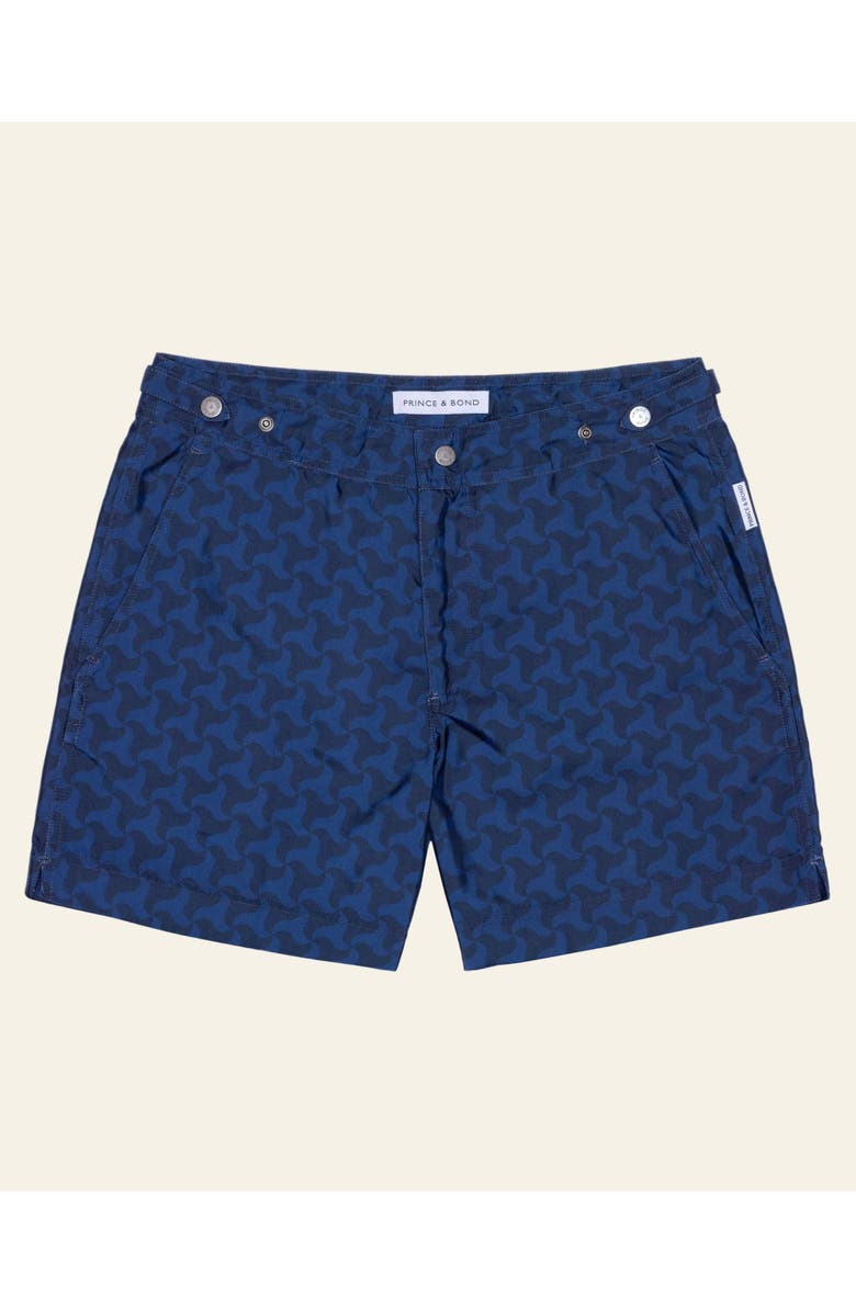 PRINCE & BOND Elvio Tailored Printed Swimshort, Alternate, color, Navy