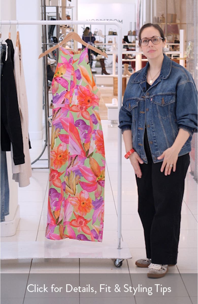 Artsy Flora Linen Midi Dress, sales video thumbnail