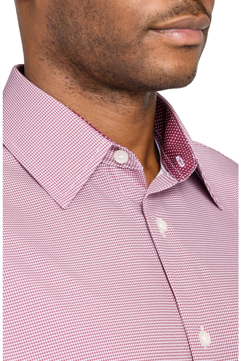 Regular Fit Red Micro Houndstooth Performance Dress Shirt, Alternate, color, MAROON