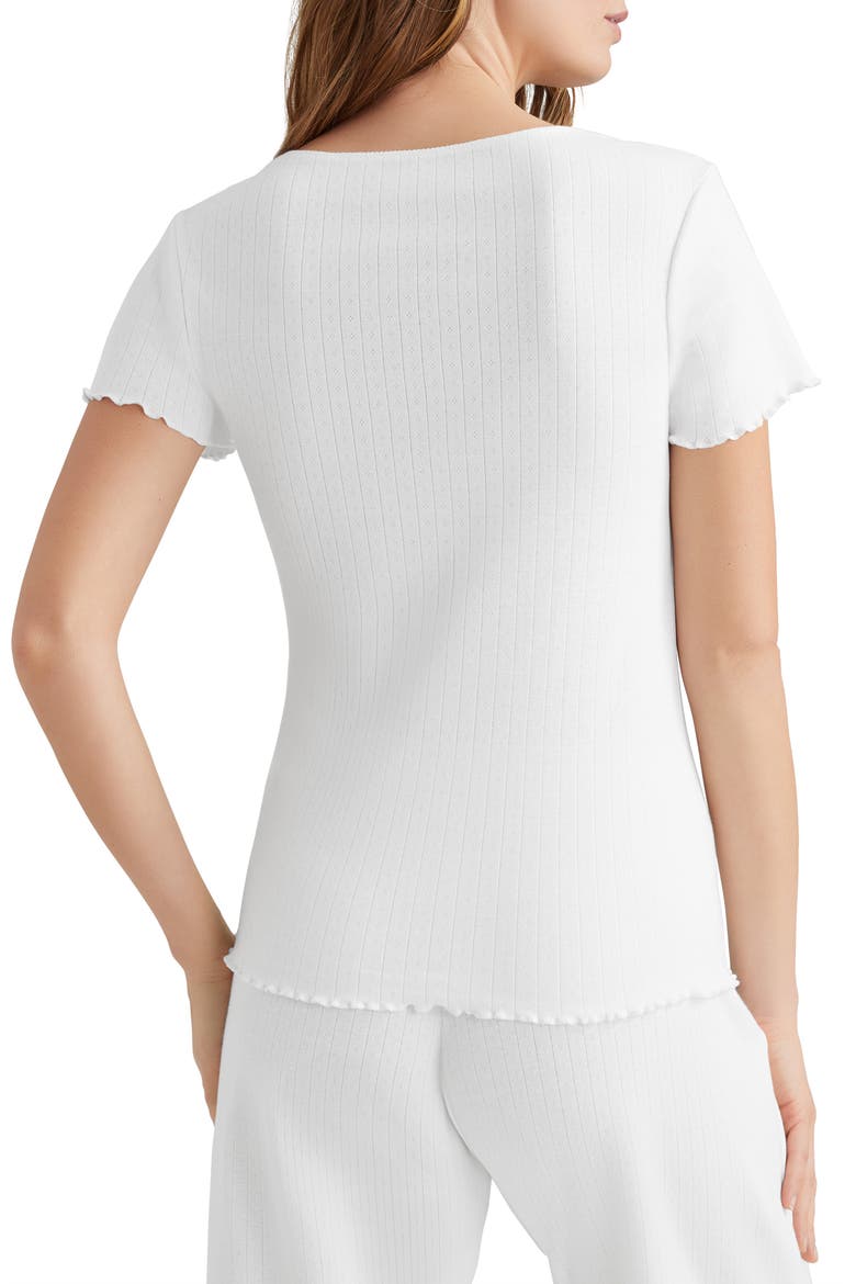 Pointelle Rib Lounge T-Shirt, Alternate, color, WHITE
