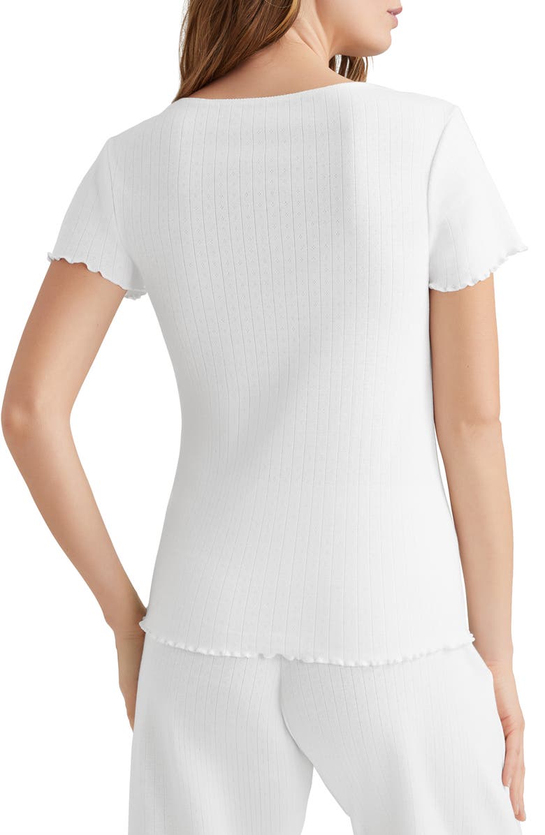 Tommy John Pointelle Rib Lounge T-Shirt, Alternate, color, White
