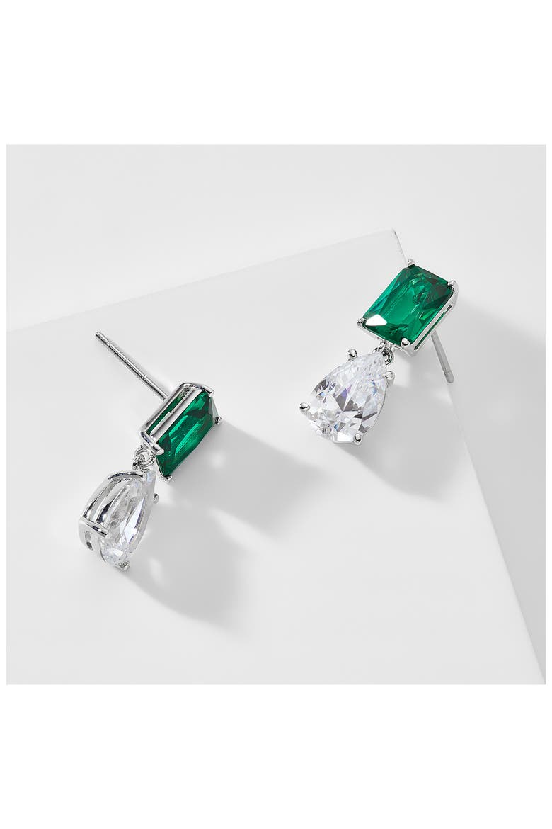 Shine On Cubic Zirconia Drop Earrings, Alternate, color, GREEN