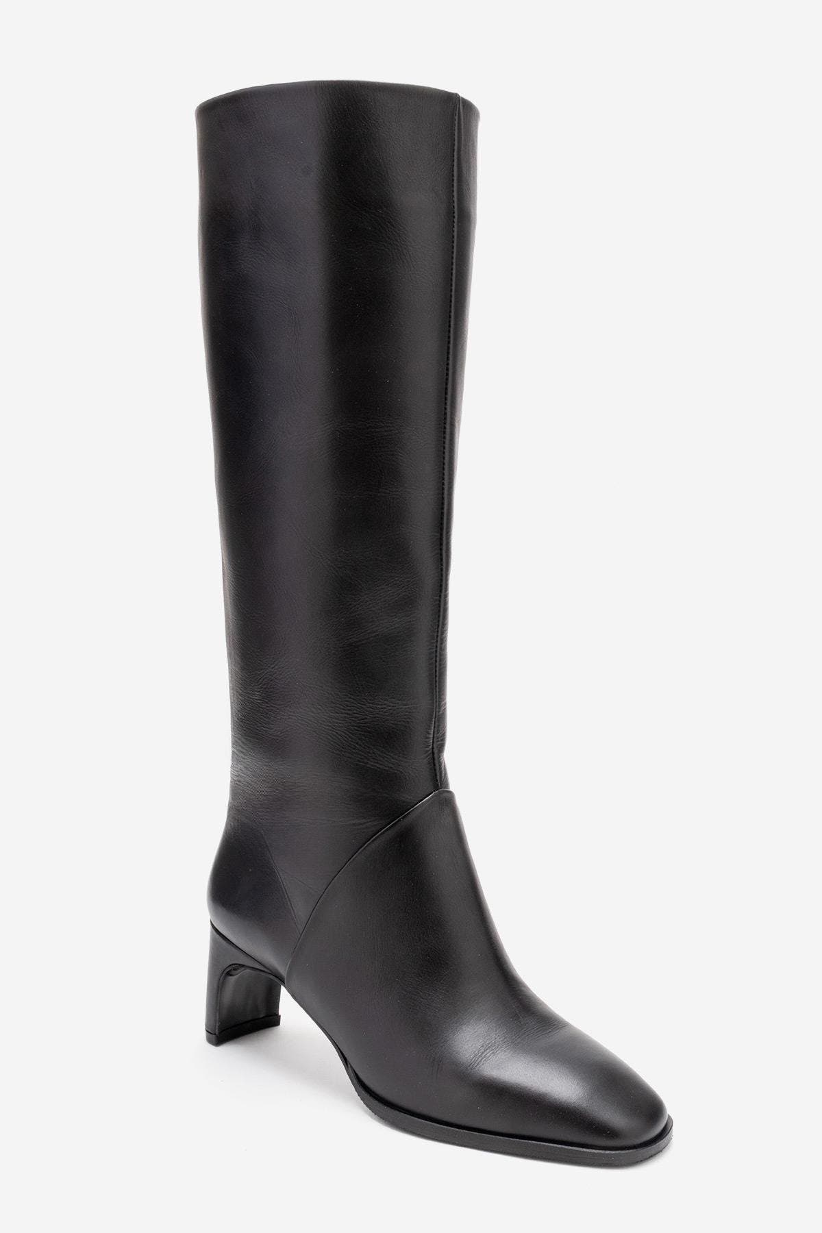 Forever & Always Shoes Taly Leather Block Heel Knee High Boot, Alternate, color, Black
