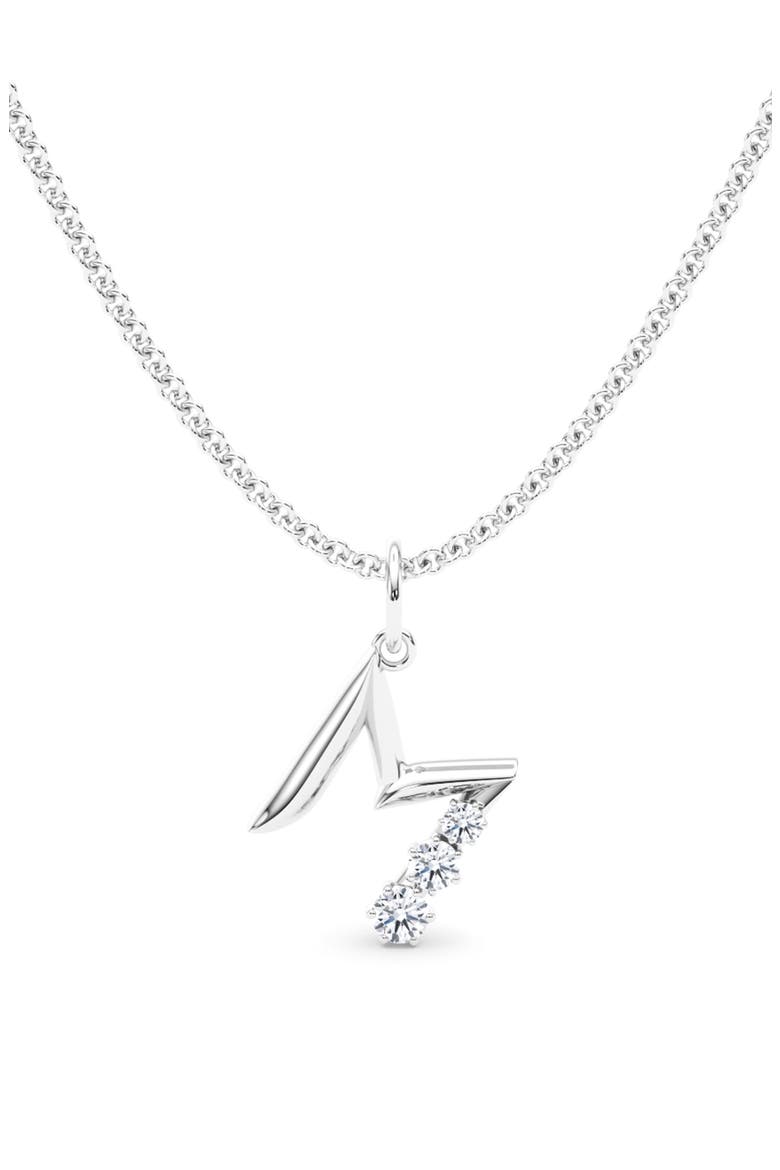 Graduated Lab Created Diamond Initial Letter Pendant Necklace, Main, color, M - 18K WHITE GOLD
