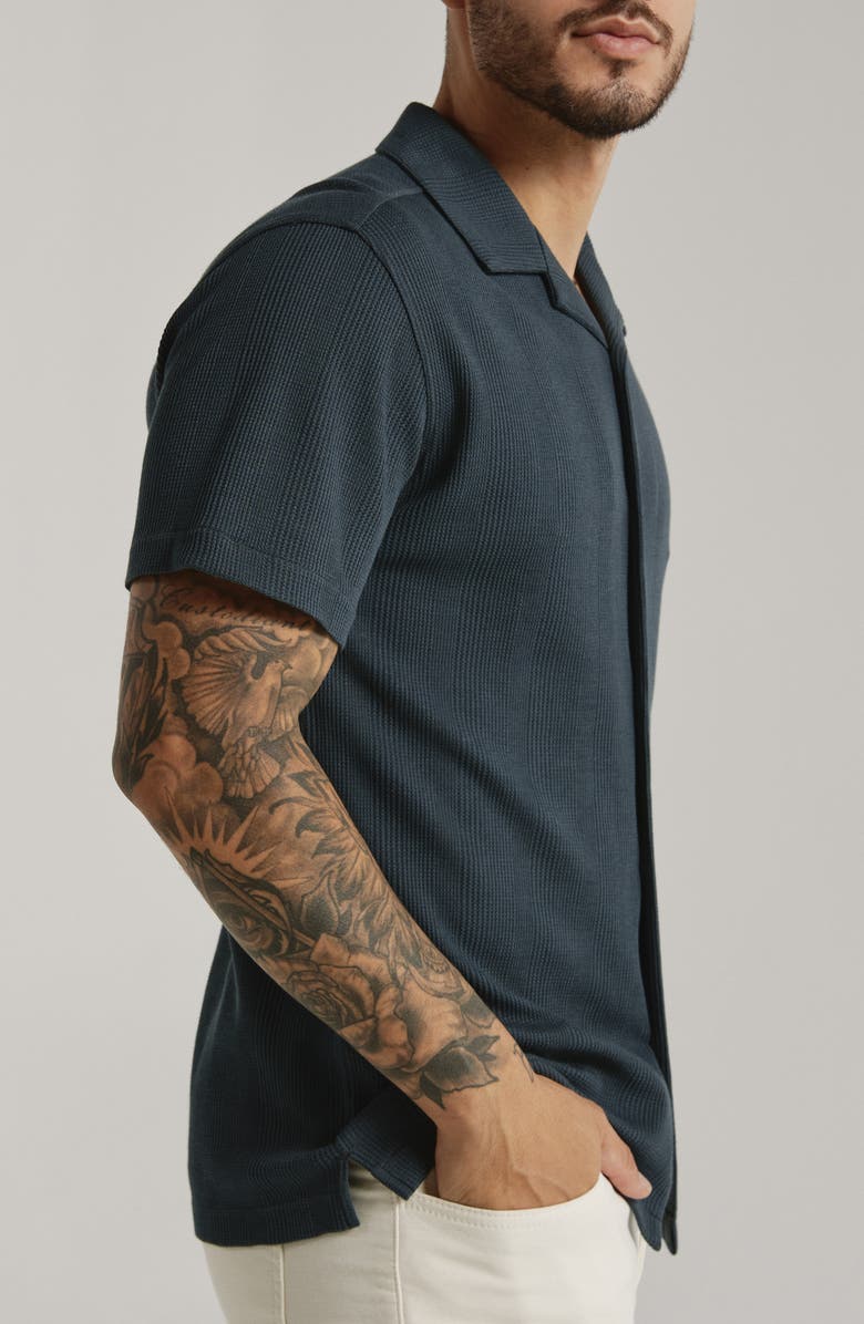 7 Diamonds Burke Ribbed Knit Camp Shirt, Alternate, color, Petrol Navy