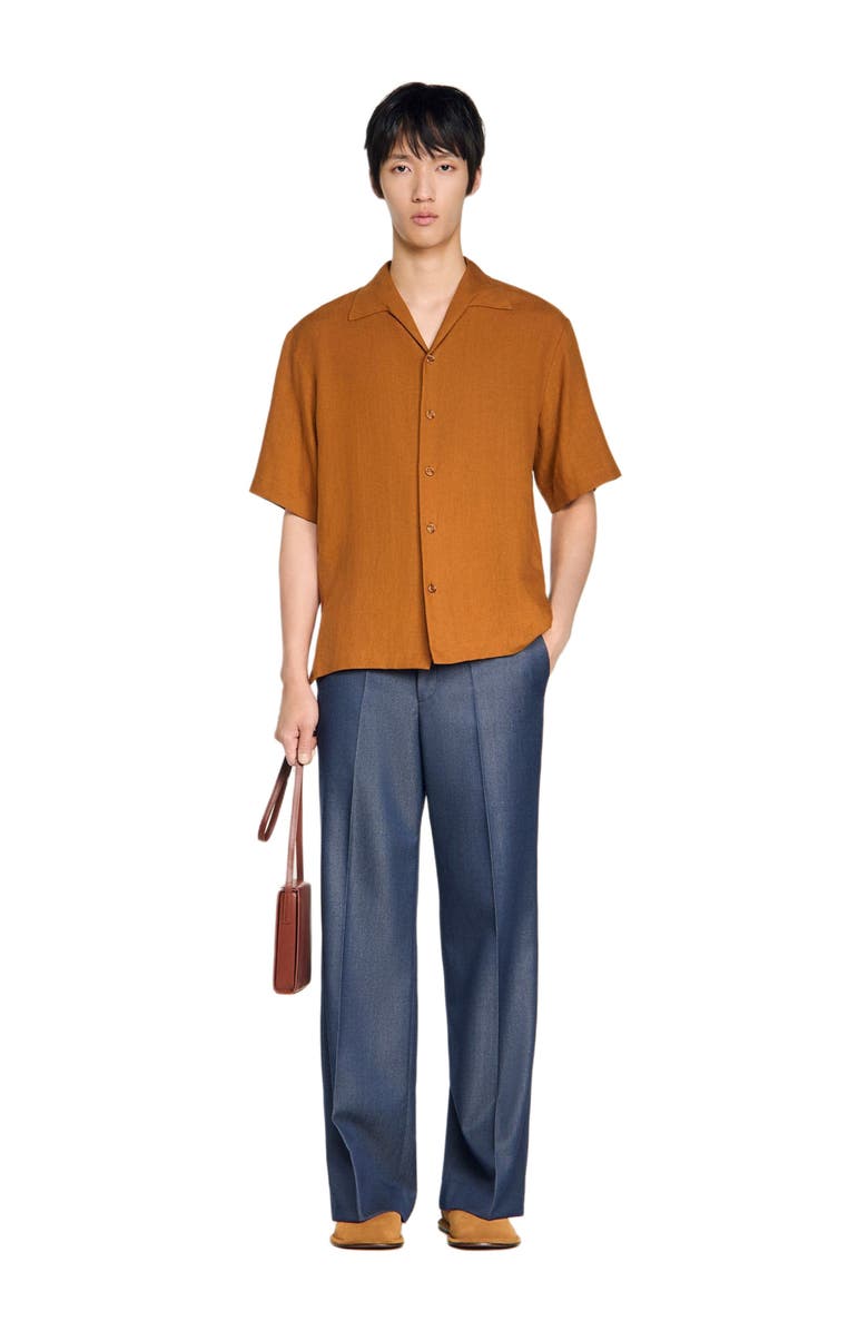 SANDRO Linen shirt, Alternate, color, Whisky