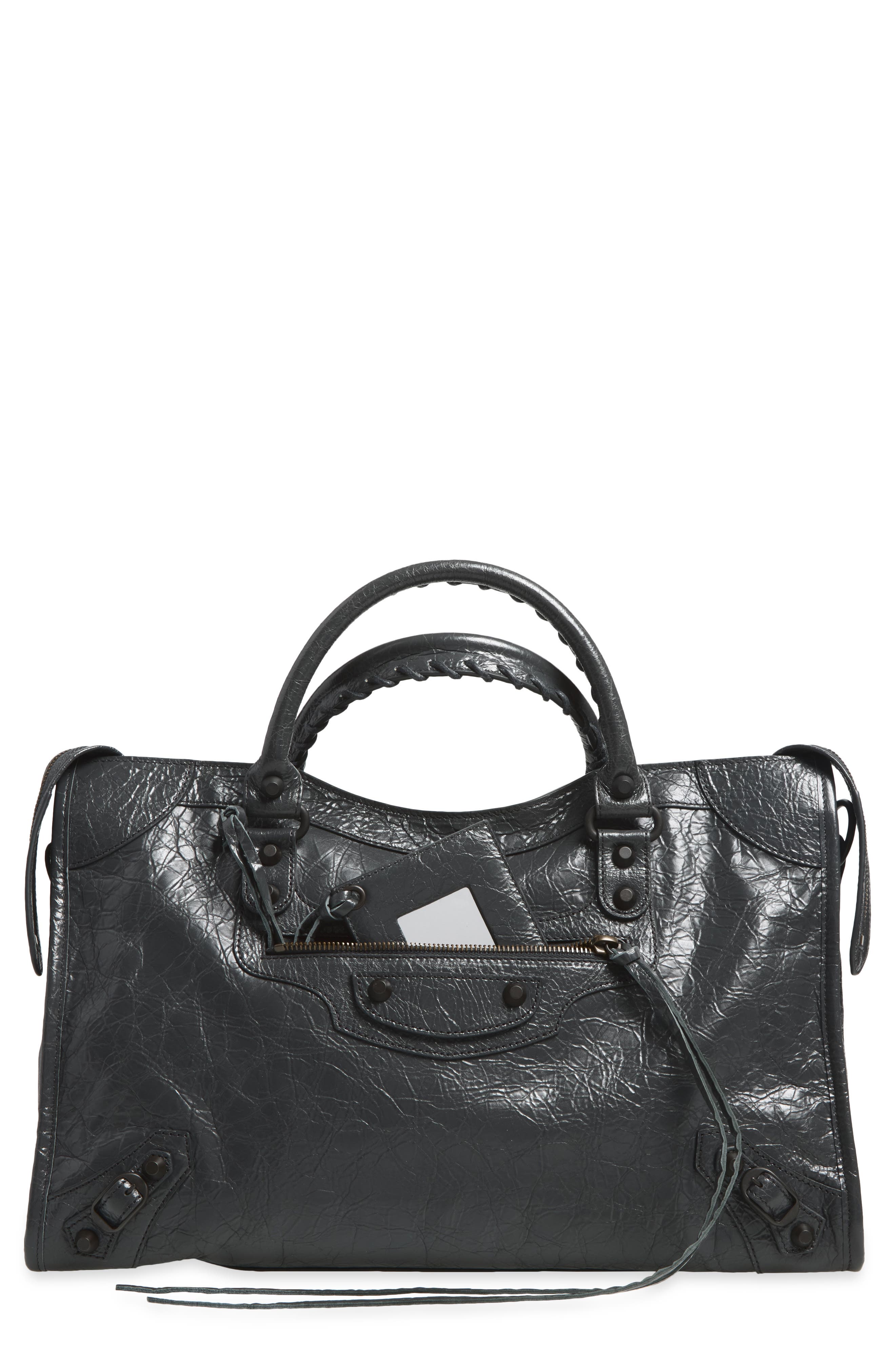 Medium Le City Leather Satchel, Main, color, 1251 VOLCANIC ROCK