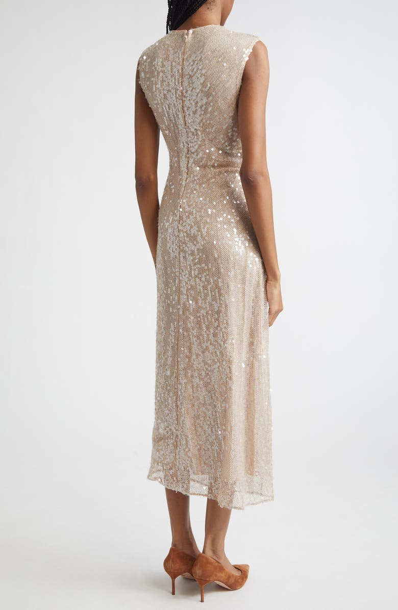 Veronica Beard Kimberly Side Ruched Sequin Sheath Dress, Alternate, color, Champagne