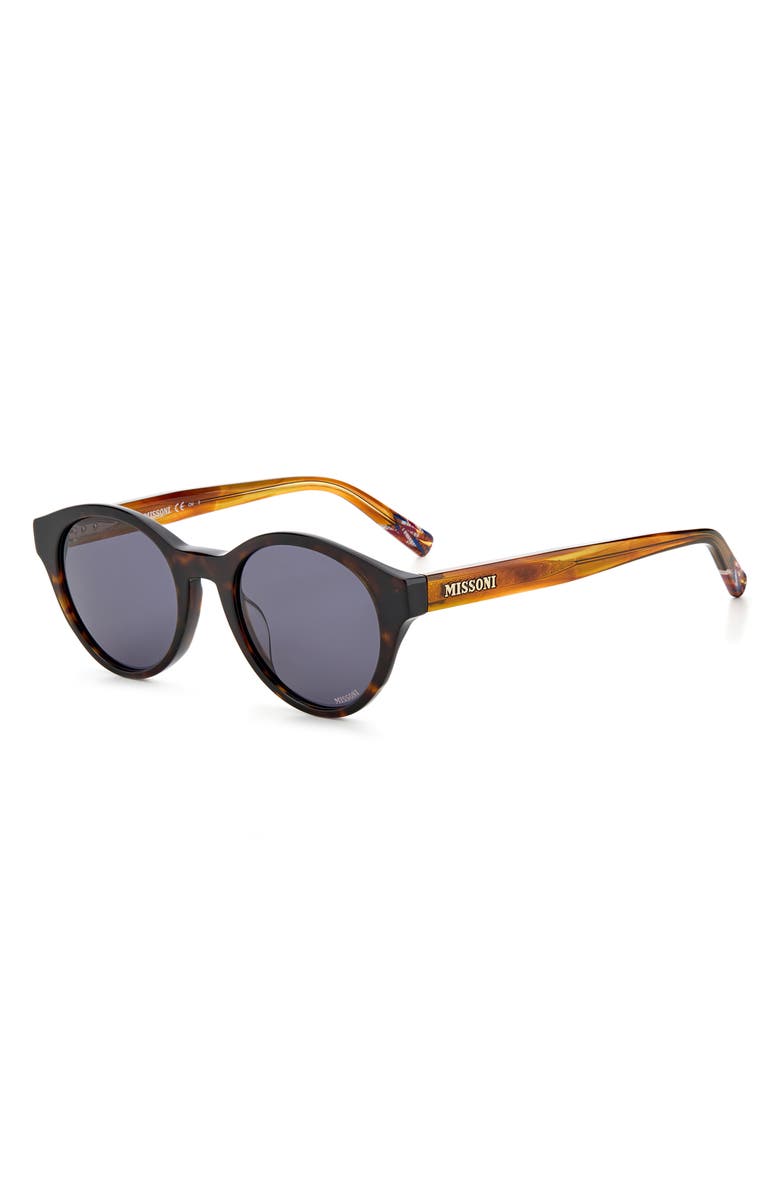 Missoni 49mm Round Sunglasses, Alternate, color, Havana Horn/ Grey