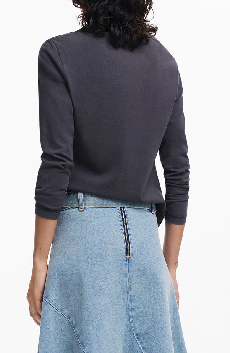 Desigual Carla Rhinestone Embellished Long Sleeve Cotton Graphic T-Shirt, Alternate, color, 