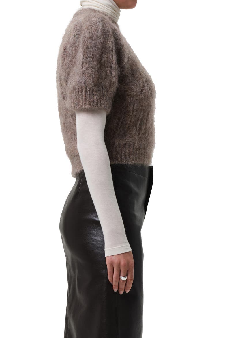 Odette Fuzzy Puff Sleeve Sweater, Alternate, color, MUSHROOM LIGHT BROWN