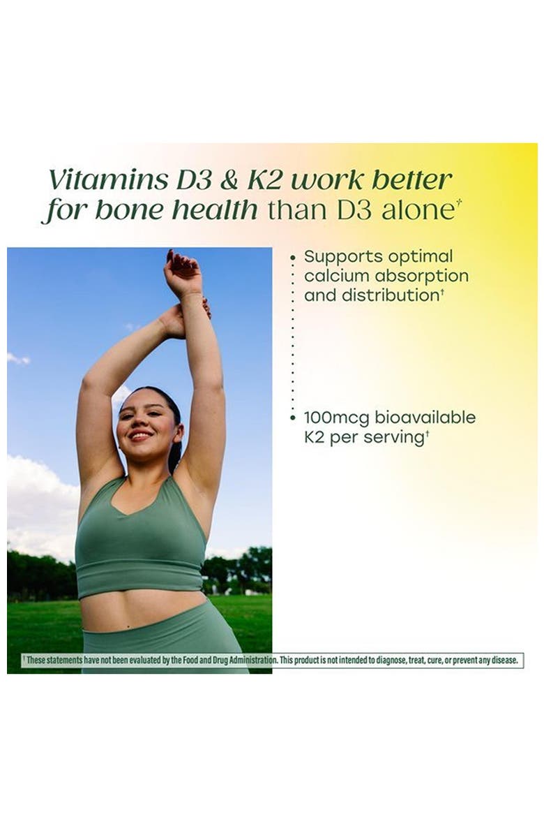 Vitamin D3 & K2 Gummies 5000 IU (125 mcg) Pectin Based, Vegetarian, 60 Peach Gummies, Alternate, color, None