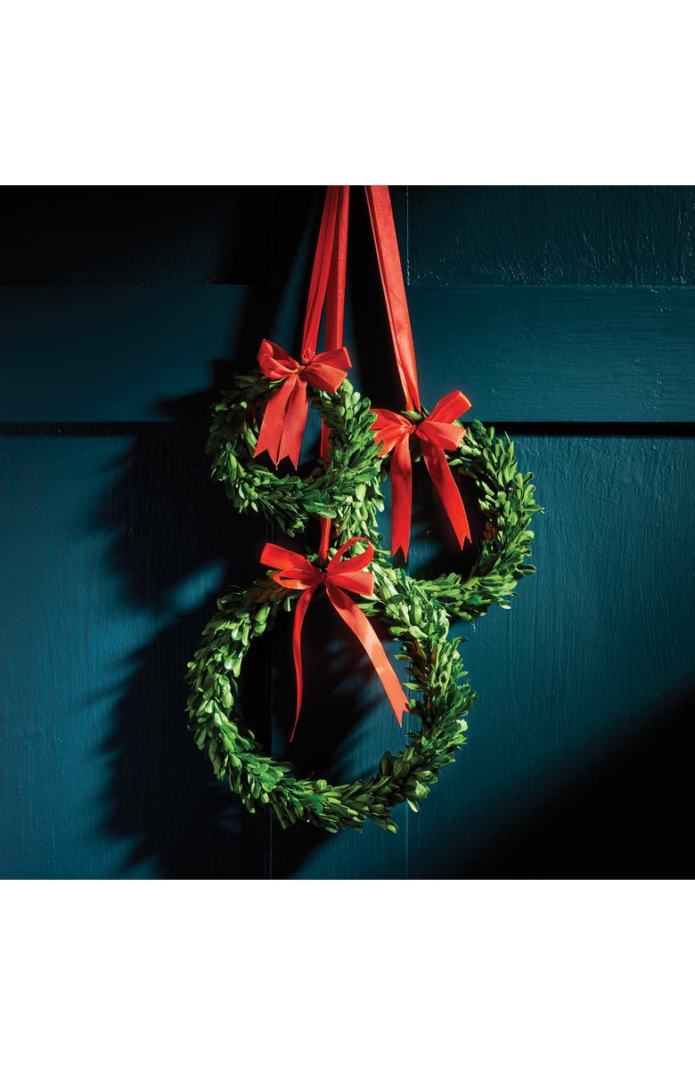 Napa Home & Garden Boxwood Wreaths With Red Ribbons Set of 3, Alternate, color, Green