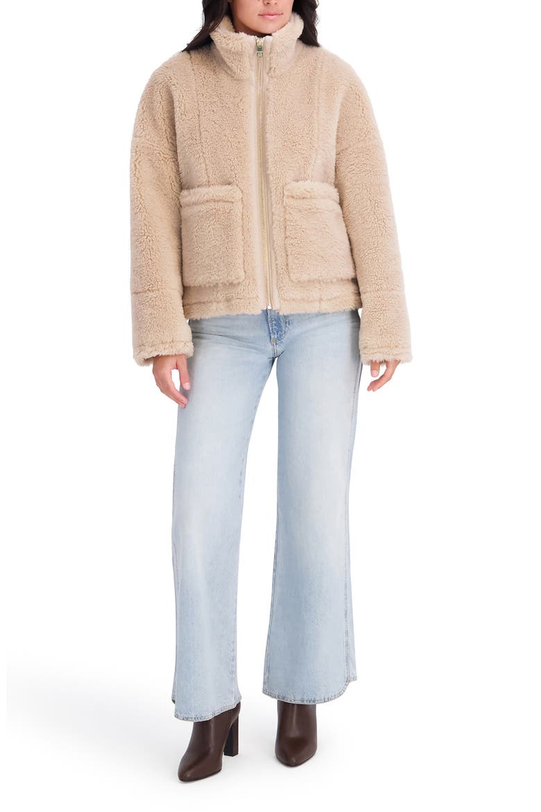 Faux Fur Coat, Alternate, color, KHAKI