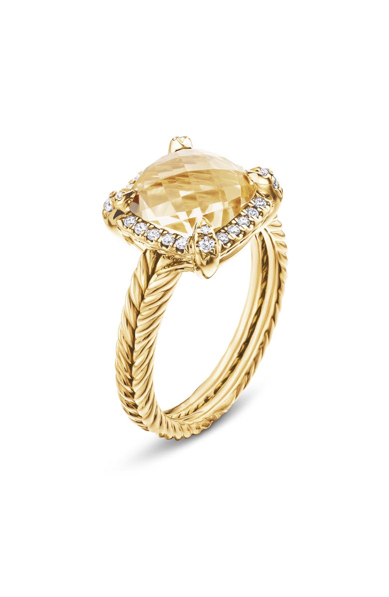 David Yurman Châtelaine Pavé Bezel Ring with Diamonds in 18K Gold, 9mm, Alternate, color, 