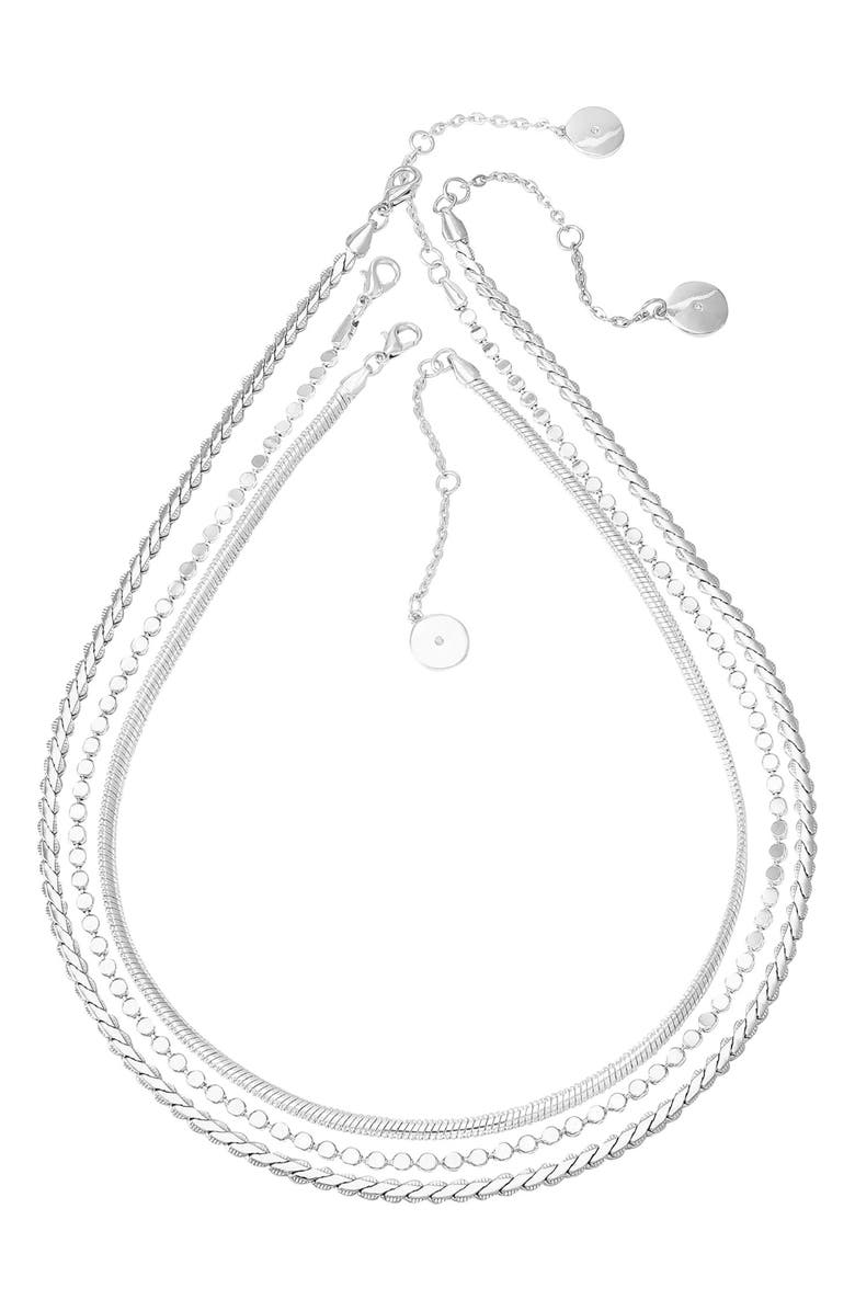 Vince Camuto Set of 3 Assorted Chain Necklaces, Alternate, color, Silver Tone