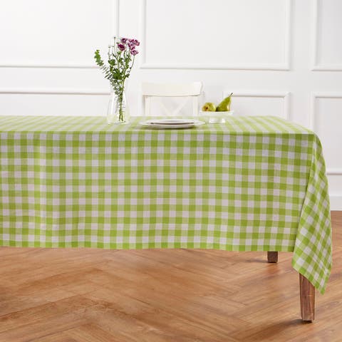 Linen Table Throw - Morgan Check, 52" x 52" Inch
