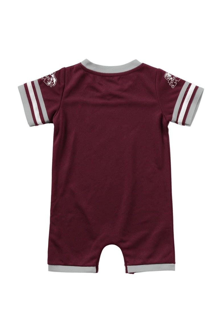 Newborn & Infant Colosseum Maroon Mississippi State Bulldogs Bumpo Football Logo Romper, Alternate, color, Maroon